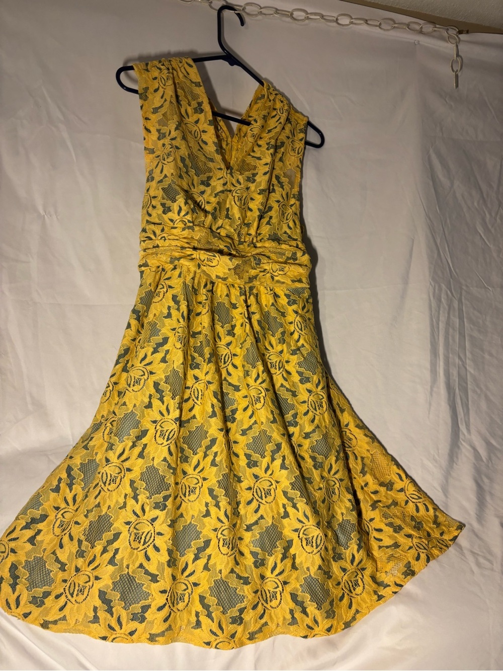 Yellow Lace Fit-and-Flare Dress